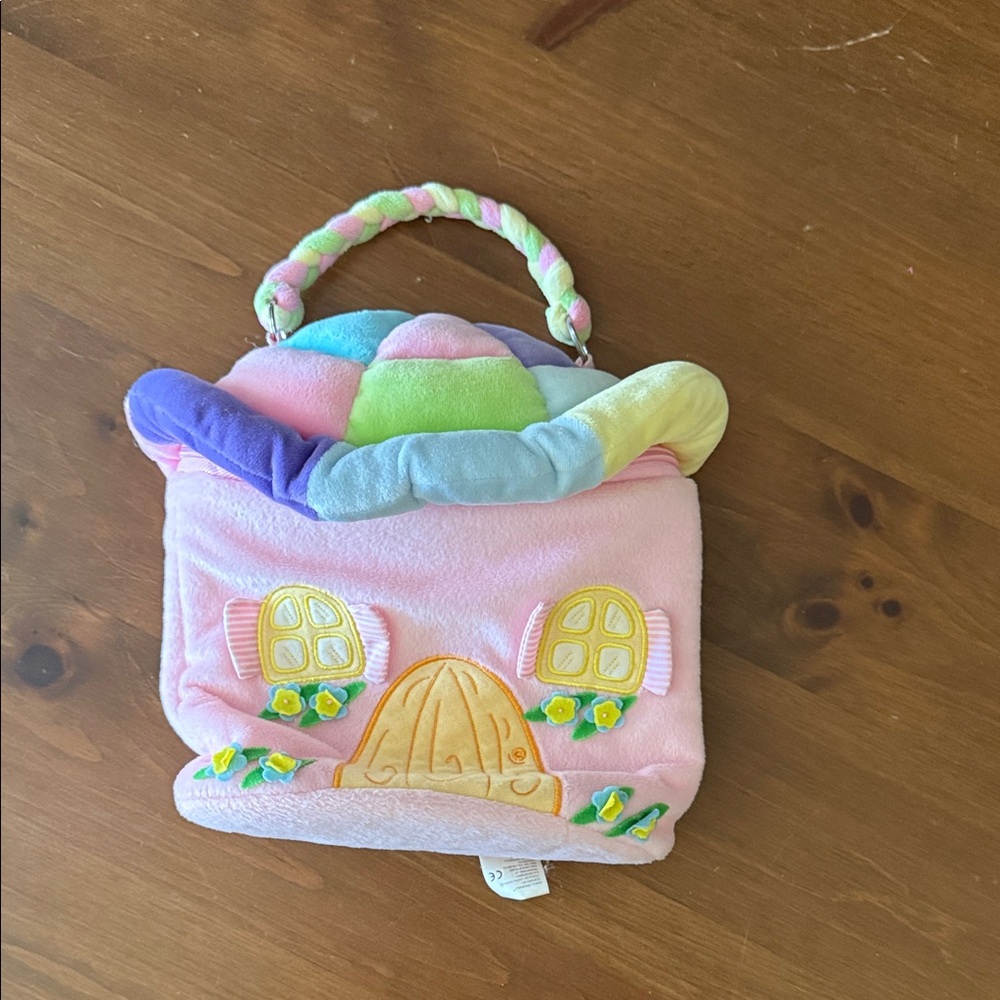Plush Pastel Fairy House Bag - Pink, Rainbow